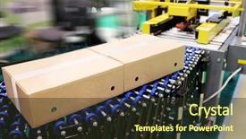  Presentation with industrial - Amazing presentation theme having industrial automation robotics - image of automatic conveyor backdrop and a tawny brown colored foreground