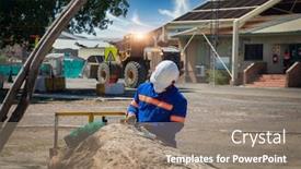  Presentation with industrial machines - Audience pleasing PPT theme consisting of industrial-background-diamond-mine backdrop and a coral colored foreground