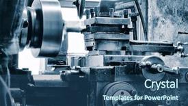  Presentation with machine shop - Beautiful PPT layouts featuring industrial background machine mechanism backdrop and a ocean colored foreground
