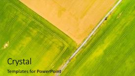  Presentation with colorful green corn field - Cool new theme with industrial background on agricultural theme backdrop and a gold colored foreground