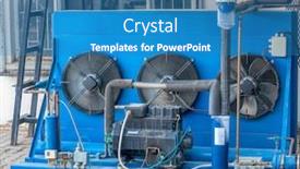  Presentation with refrigeration - Beautiful PPT theme featuring industrial-blue-refrigeration-unit backdrop and a teal colored foreground
