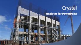  Presentation with building foundation - Slide set consisting of industrial building foundation pillars floor background and a ocean colored foreground