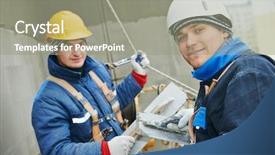  Presentation with work the word in your life - Beautiful PPT layouts featuring industrial building with putty knife backdrop and a gray colored foreground