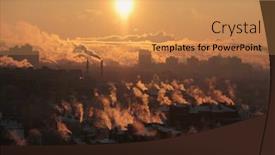  Presentation with global warming - Amazing PPT layouts having industrial-buildings-at-sunset backdrop and a yellow colored foreground