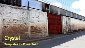  Presentation with factory - Slide set with industrial bulding or factory outside background and a tawny brown colored foreground