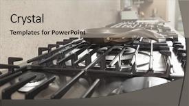  Presentation with commercial air ducts - Audience pleasing presentation design consisting of industrial burner - closeup of frying pan backdrop and a light gray colored foreground