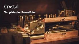  Presentation with workplace - Slide deck featuring industrial burner - different goldsmiths tools background and a wine colored foreground