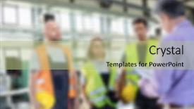  Presentation with manufacturing safety - Slide deck featuring industrial business background blurred concept background and a mint green colored foreground