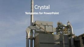  Presentation with oil refinery - PPT theme with industrial catalyst - building and stack at oil background and a seafoam green colored foreground