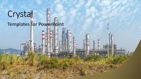  Presentation with chemical plant - Slide set consisting of industrial catalyst - chemical plant against blue sky background and a light blue colored foreground