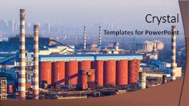  Presentation with heavy industry - Beautiful presentation design featuring industrial catalyst - chimney of heavy industry factory backdrop and a light blue colored foreground