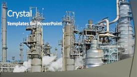  Presentation with oil refinery - Colorful PPT theme enhanced with industrial catalyst - complex oil refinery for making backdrop and a teal colored foreground