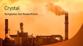  Presentation with global warming - PPT layouts with industrial catalyst - factory with pouted sky global background and a yellow colored foreground