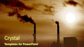  Presentation with factory - PPT theme having industrial catalyst - factory background and a tawny brown colored foreground