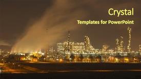  Presentation with oil refinery - Slide deck consisting of industrial catalyst - oil refinery working at night background and a tawny brown colored foreground