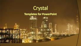  Presentation with oil refinery - Slide deck with industrial catalyst - oil refinery working at night background and a tawny brown colored foreground