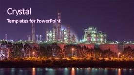  Presentation with oil refinery - Beautiful PPT theme featuring industrial catalyst - oil refinery working at night backdrop and a wine colored foreground