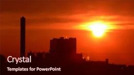  Presentation with from waste produce natural gas factory - Audience pleasing presentation theme consisting of industrial catalyst - sunset above factory backdrop and a  colored foreground