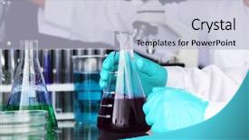  Presentation with chemical experiment - Slides having industrial chemicals - chemical experiment macro close up background and a light blue colored foreground