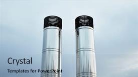  Presentation with dust industrial lung - Colorful presentation theme enhanced with environmental pollution - industrial chimney against dusk sky backdrop and a light blue colored foreground