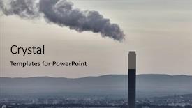  Presentation with industrial textile industry yarn spools - Cool new presentation theme with industrial chimney in an urban backdrop and a light gray colored foreground