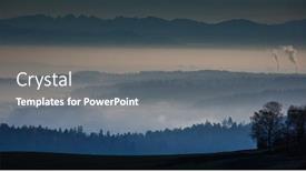  Presentation with blue global - Cool new slide deck with industrial-chimneys-spewing-smoke backdrop and a gray colored foreground