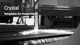  Presentation with cnc cutting machine - Slide deck with industrial cnc plasma machine cutting background and a dark gray colored foreground
