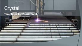  Presentation with cnc cutting machine - PPT theme with industrial-cnc-plasma-machine-cutting background and a gray colored foreground