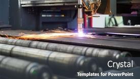  Presentation with cnc cutting machine - Presentation design enhanced with industrial-cnc-plasma-machine-cutting background and a dark gray colored foreground