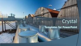  Presentation with pipeline - Slide deck consisting of industrial-concept-outdoor-pipeline background and a ocean colored foreground