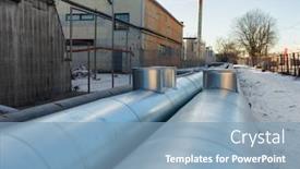  Presentation with pipeline - Amazing theme having industrial-concept-outdoor-pipeline backdrop and a light blue colored foreground
