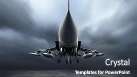  Presentation with conflict - Beautiful presentation theme featuring industrial conflict - military airplane at flying backdrop and a dark gray colored foreground
