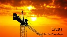  Presentation with crane - Amazing PPT layouts having industrial construction crane at sunset backdrop and a gold colored foreground
