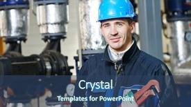  Presentation with boiler - Slide set enhanced with industrial construction worker plumber background and a ocean colored foreground