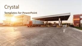  Presentation with import export - PPT theme featuring industrial container yard for logistic background and a  colored foreground