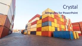 Presentation with import export - Presentation theme enhanced with industrial container yard for logistic background and a  colored foreground