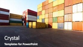  Presentation with import export - PPT theme enhanced with industrial container yard for logistic background and a  colored foreground