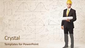  Presentation with engineering engineer or safety officer - Amazing slide deck having industrial corporate - handsome engineer calculating with hand backdrop and a lemonade colored foreground