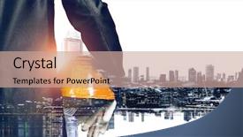  Presentation with economic development in industry - Theme enhanced with industrial development project mixed media background and a  colored foreground