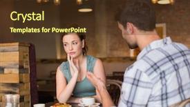  Presentation with cafe - Cool new presentation theme with industrial disputes - young couple having an argument backdrop and a tawny brown colored foreground