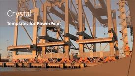  Presentation with dock - Audience pleasing PPT layouts consisting of industrial-dock-cranes-huge-gantry backdrop and a coral colored foreground