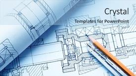  Presentation with engineering drawing tools - Audience pleasing presentation theme consisting of industrial drawing detail and several backdrop and a light blue colored foreground