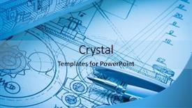  Presentation with engineering drawing tools - Presentation having industrial drawing detail and several background and a light blue colored foreground