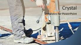  Presentation with industrial concrete - Colorful theme enhanced with industrial drilling machine on building backdrop and a coral colored foreground