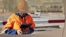  Presentation with diamond - Audience pleasing theme consisting of industrial-drone-pilot-mapping backdrop and a coral colored foreground