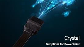  Presentation with electric cable - Amazing presentation theme having industrial electronic - glowing social network icons backdrop and a  colored foreground