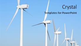  Presentation with electric - PPT theme consisting of industrial energy efficiency - aligned windmills for renewable electric background and a light blue colored foreground