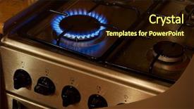  Presentation with blue gas flame - PPT theme having industrial energy efficiency - burner gas flame background and a wine colored foreground