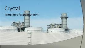  Presentation with electrical - PPT theme having industrial energy efficiency - electrical power station background and a light blue colored foreground