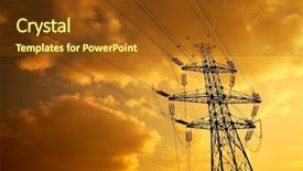  Presentation with high voltage - PPT theme with industrial energy efficiency - high voltage electric line background and a tawny brown colored foreground